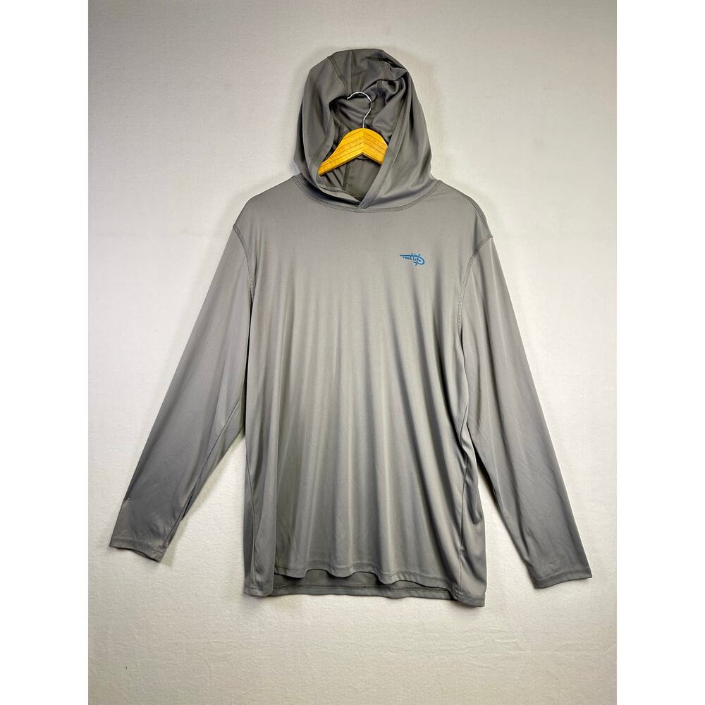 Men's Hooded Reel Life‎ Fishing Outdoor Gray Shirt Size XL Hiking Camping